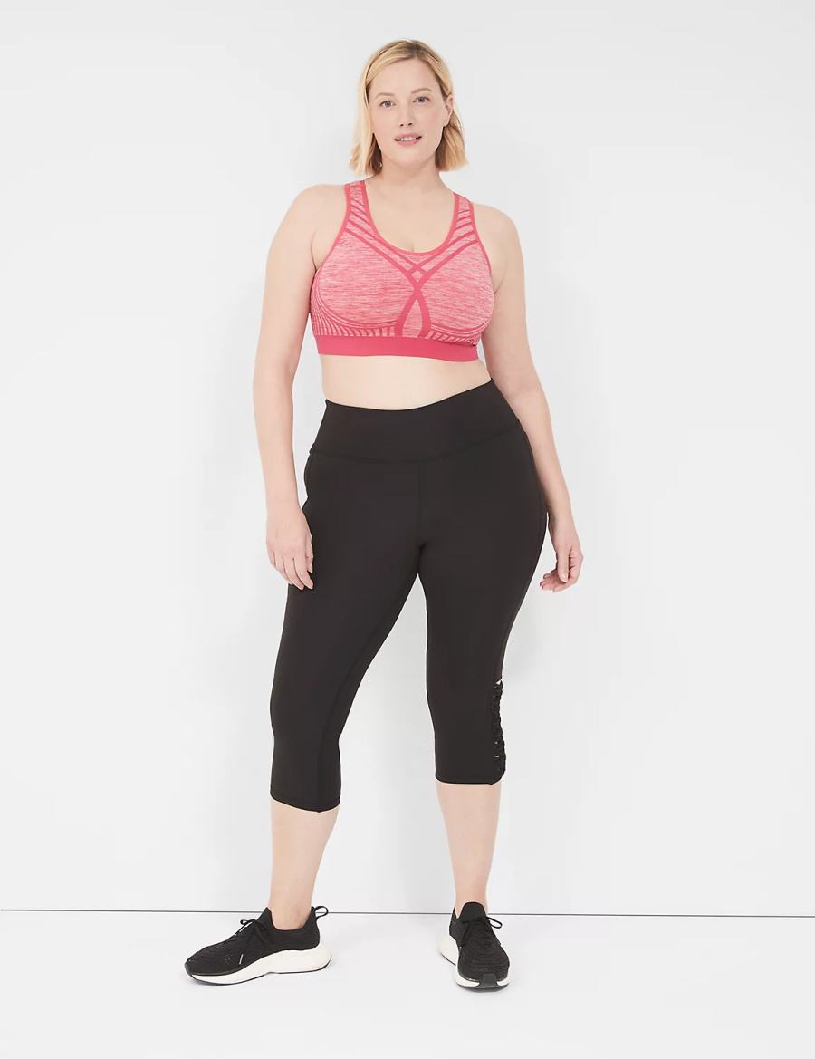 Lane Bryant LIVI Wireless Medium-Impact Seamless Women Sports Bra Pink | HUD9913YQ