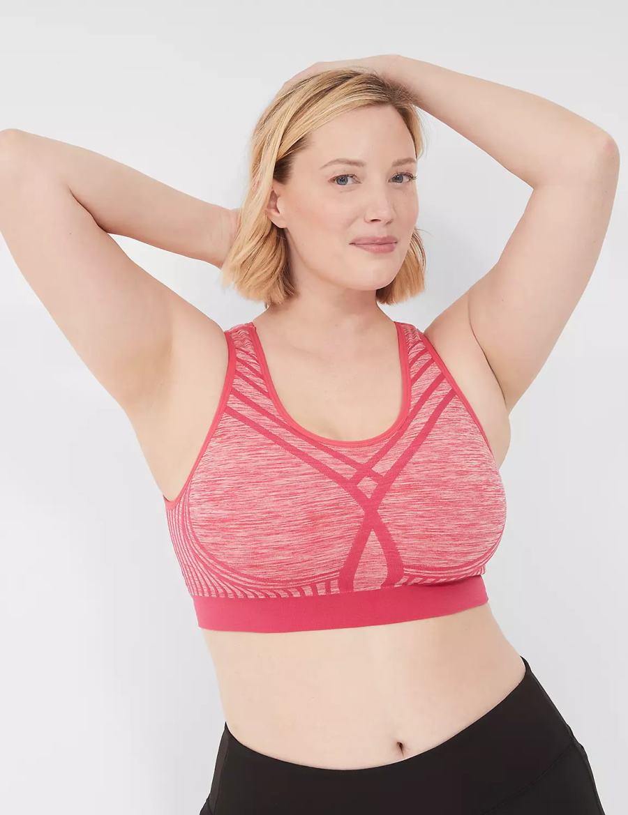 Lane Bryant LIVI Wireless Medium-Impact Seamless Women Sports Bra Pink | HUD9913YQ