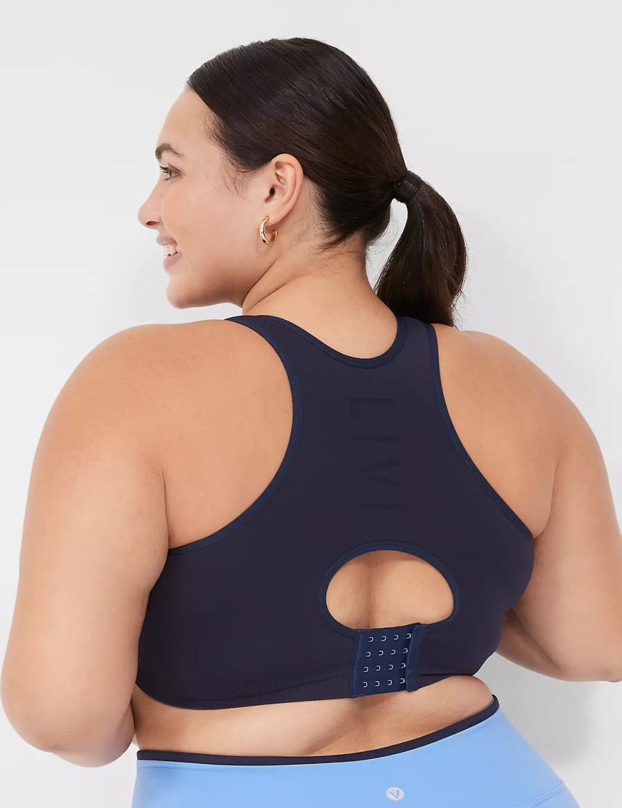 Lane Bryant LIVI Wireless Medium-Impact Seamless Women Sports Bra Blue | LFF3958JY