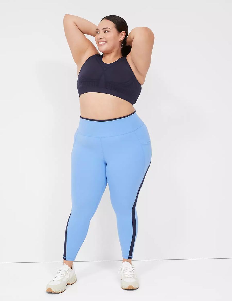 Lane Bryant LIVI Wireless Medium-Impact Seamless Women Sports Bra Blue | LFF3958JY