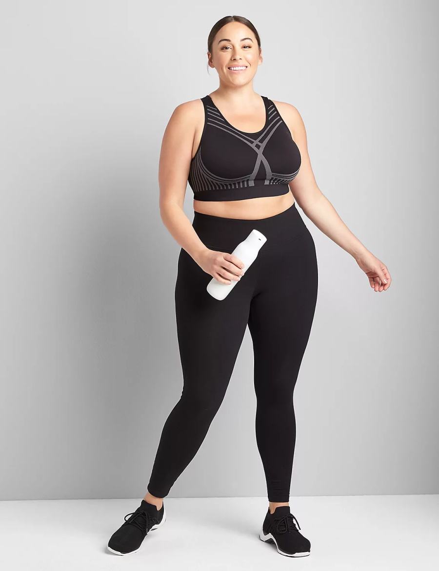 Lane Bryant LIVI Wireless Medium-Impact Seamless Women Sports Bra Black | RBW6036WM