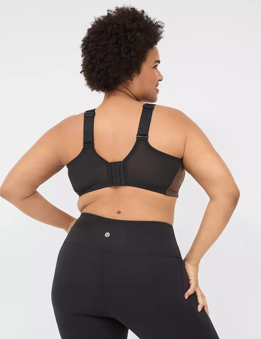 Lane Bryant LIVI Wireless Medium-Impact Wicking Women Sports Bra Dark Brown | SBJ1799CO