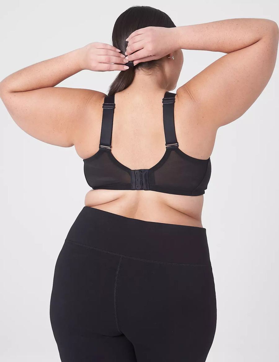 Lane Bryant LIVI Wireless Medium-Impact Wicking Women Sports Bra Black | ZQE1013TG