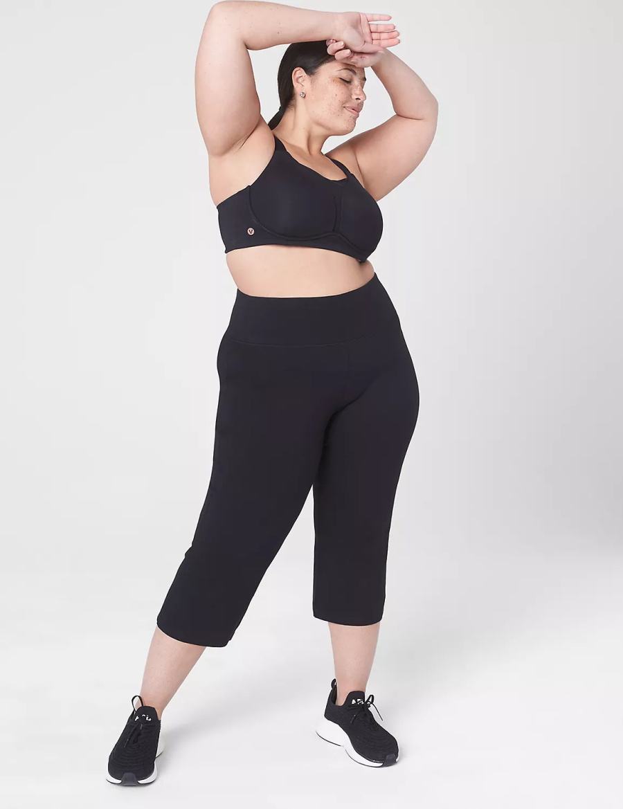 Lane Bryant LIVI Wireless Medium-Impact Wicking Women Sports Bra Black | ZQE1013TG