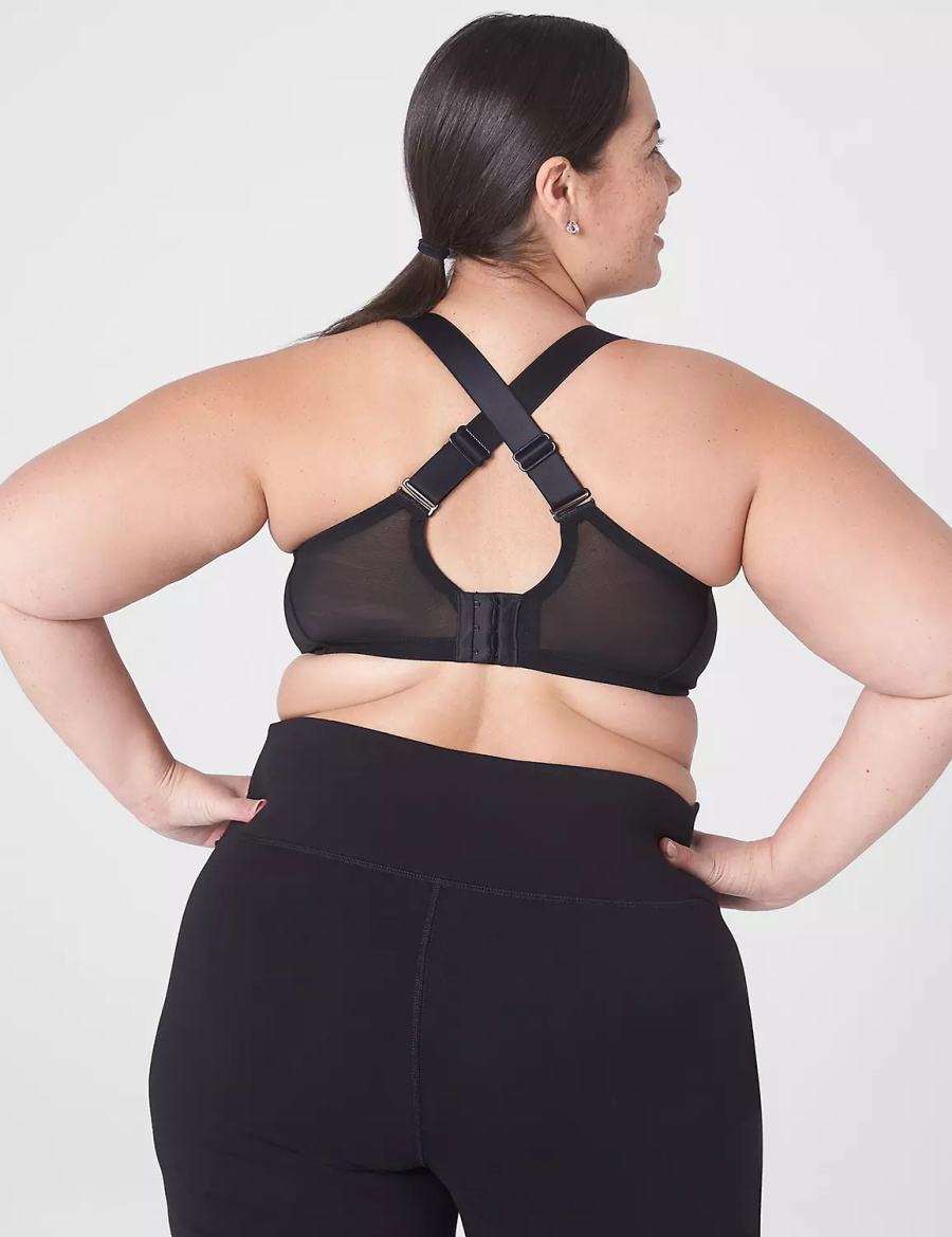 Lane Bryant LIVI Wireless Medium-Impact Wicking Women Sports Bra Black | ZQE1013TG