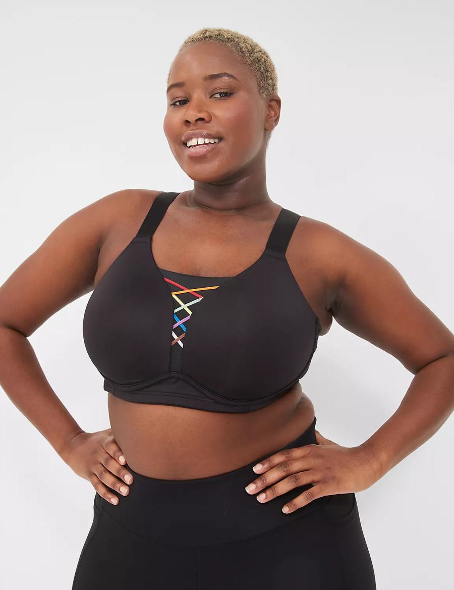 Lane Bryant LIVI Wireless Medium-Impact Wicking Women Sports Bra Black | EXG8075NC