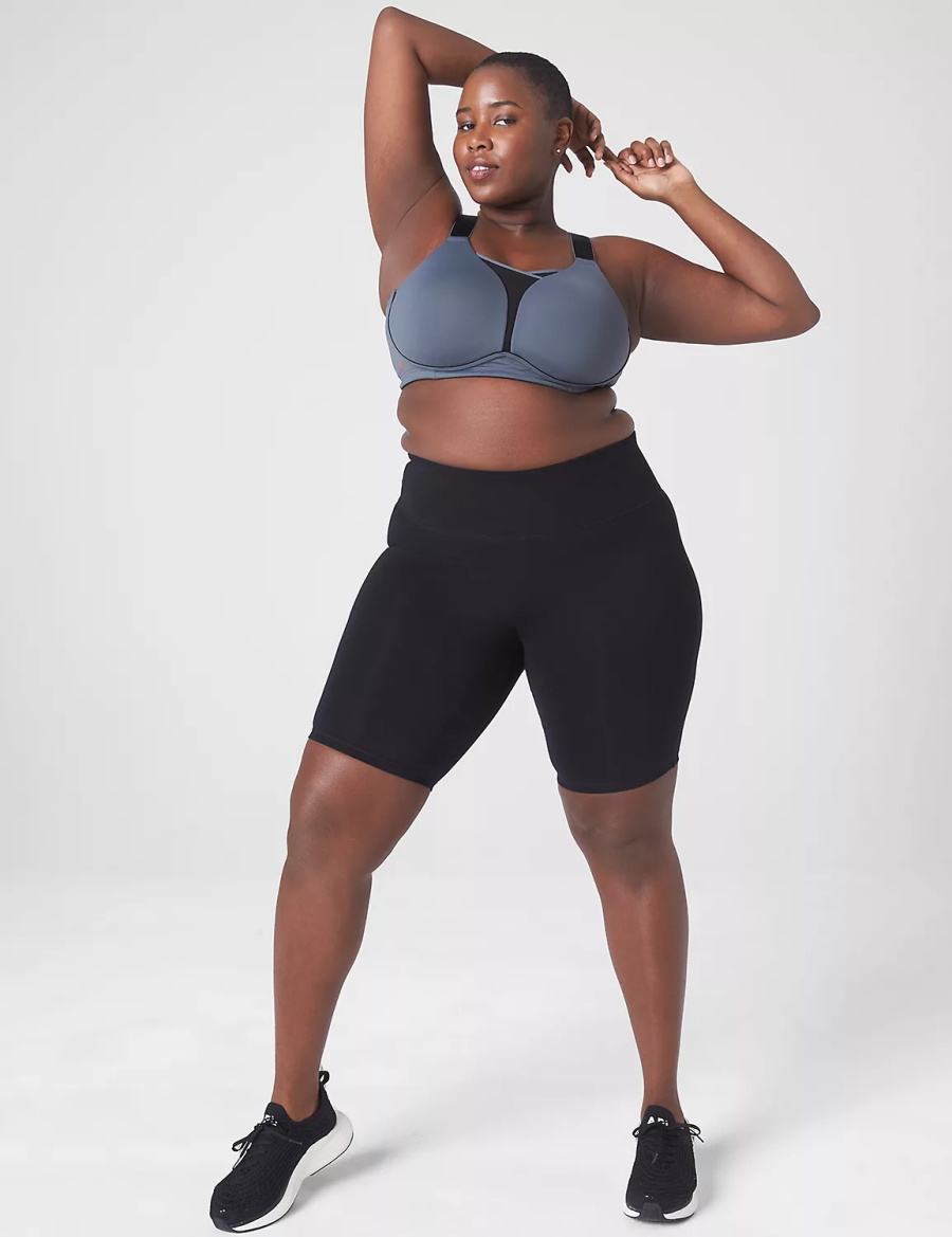 Lane Bryant LIVI Wireless Medium-Impact Wicking Women Sports Bra Grey Black | JMF8098FQ