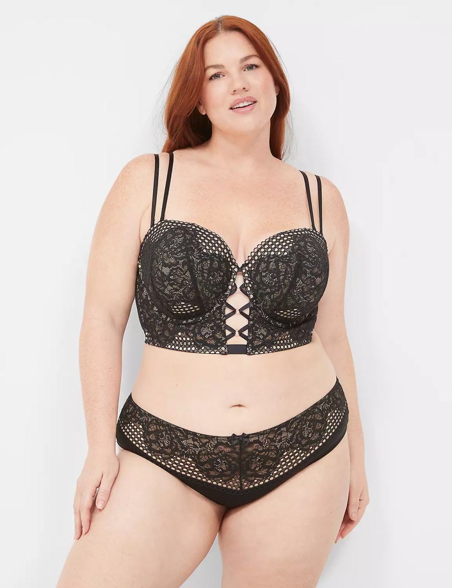 Lane Bryant Lace-Back Women Cheeky Panty Black | UZN4198CN