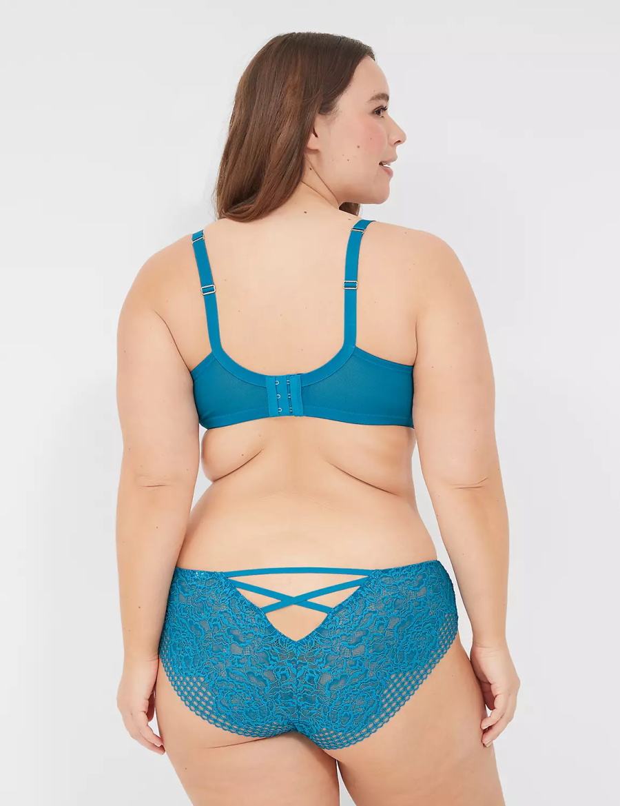 Lane Bryant Lace-Back Women Cheeky Panty Blue | PXE3171IB