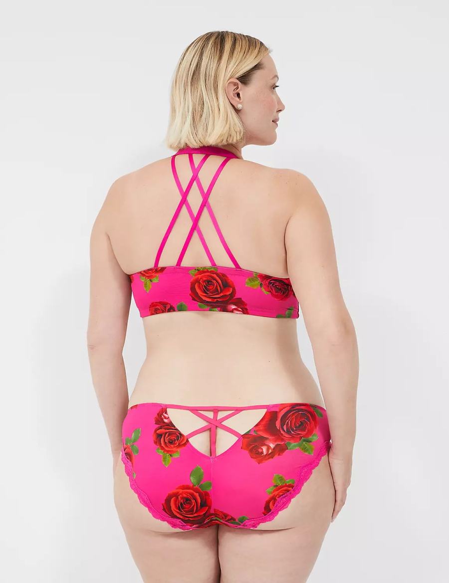 Lane Bryant Lace-Trim Women Bikini Panty Rose Fuchsia | FXZ7717VZ