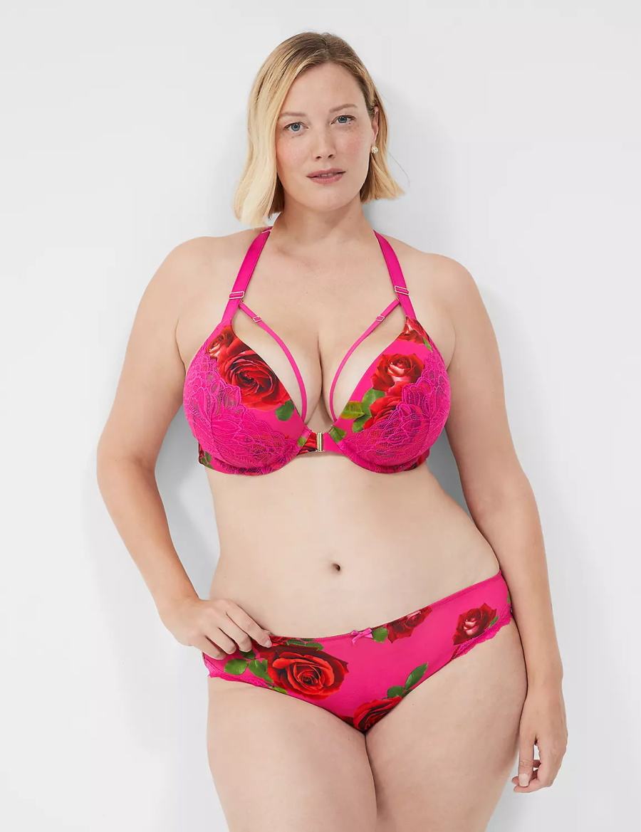 Lane Bryant Lace-Trim Women Bikini Panty Rose Fuchsia | FXZ7717VZ