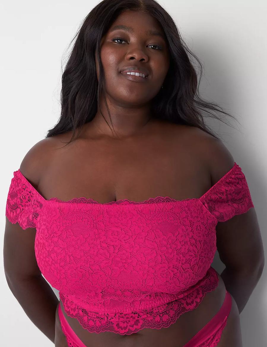 Lane Bryant Lace Crop Top Women Bralettes Pink | LYU8198RY