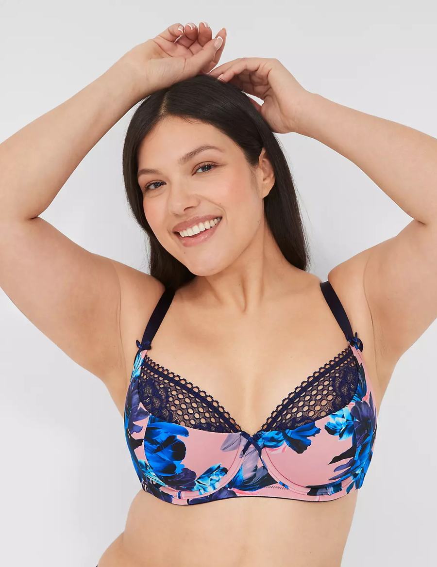 Lane Bryant Lace French Women Balconette Bra Pink Blue Black | LCF8765PB