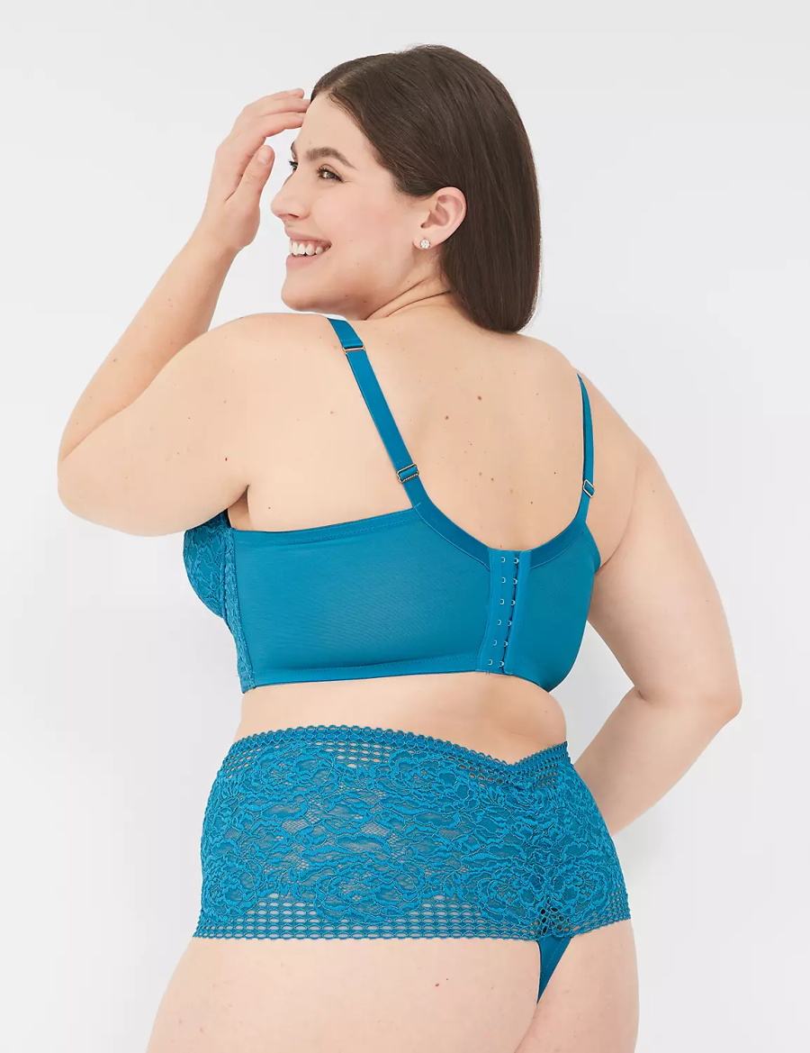 Lane Bryant Lace Longline Boost Women Balconette Bra Blue | JJO6221QA