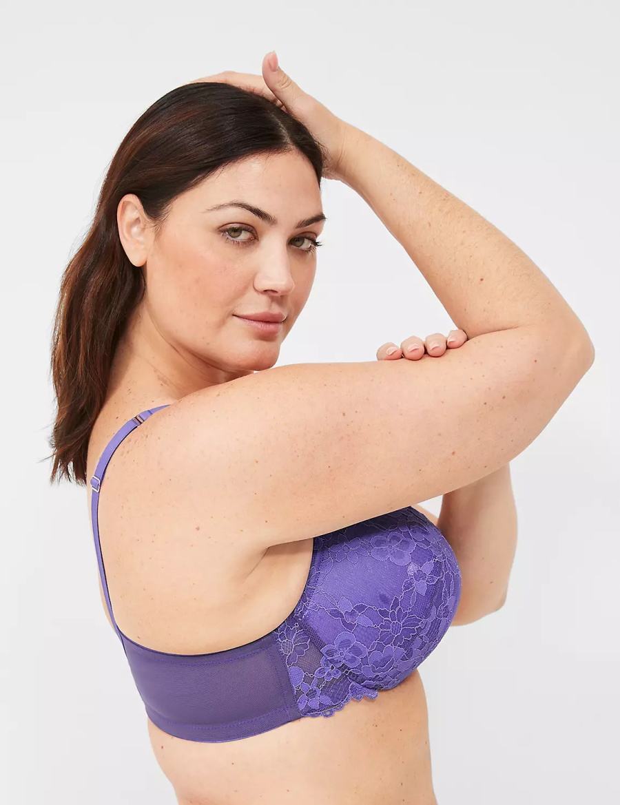 Lane Bryant Lace Max Boost Plunge Women Bralettes Purple | STO8869EM