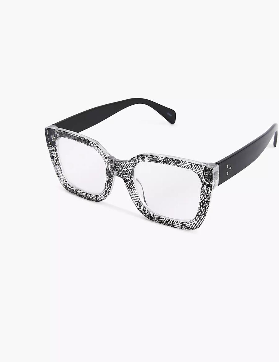 Lane Bryant Lace Print Square Reading Women Glasses White | UHC645EX