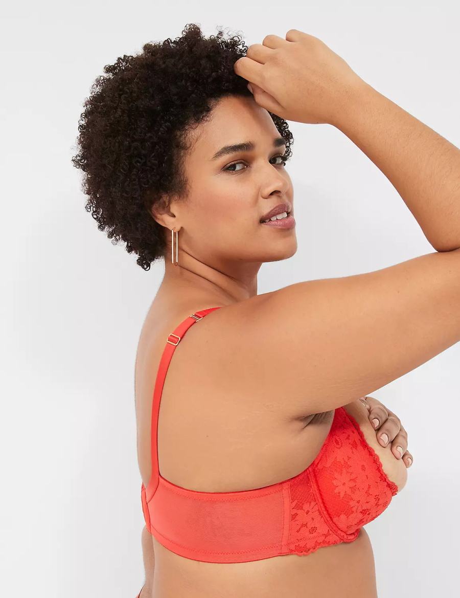 Lane Bryant Lace Quarter Cup Women Bralettes Deep Red | ZXM1845LE