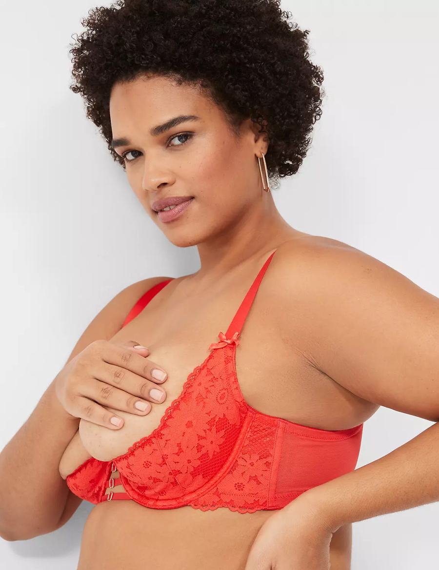 Lane Bryant Lace Quarter Cup Women Bralettes Deep Red | ZXM1845LE