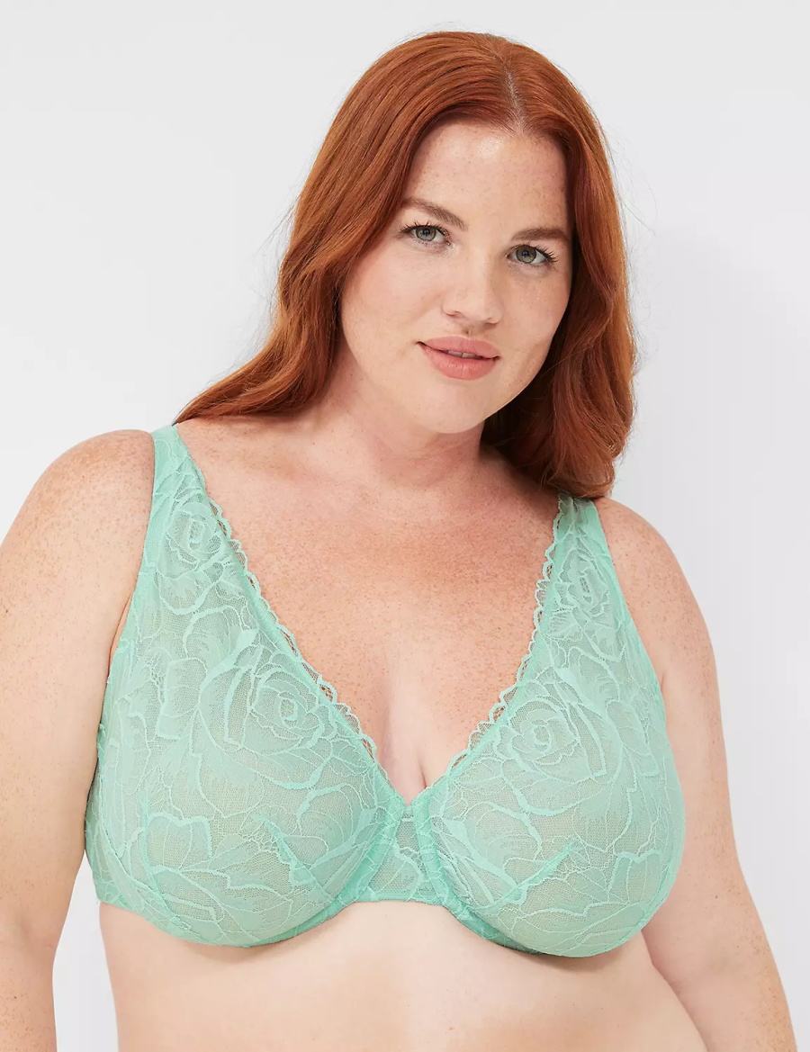 Lane Bryant Lace Unlined Full Coverage Women Bralettes Light Green | TOQ9170NN