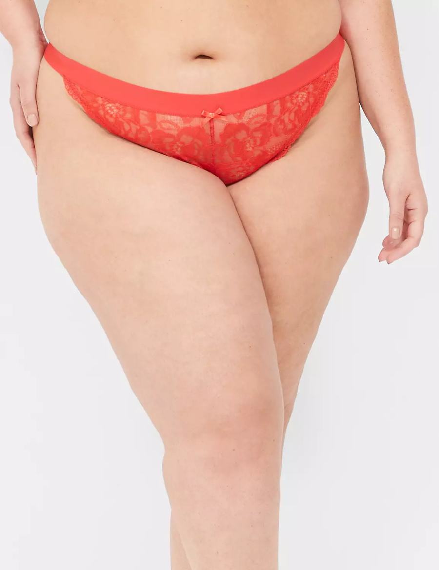 Lane Bryant Lace Women Brazilian Panty Deep Red | MDZ2360DL