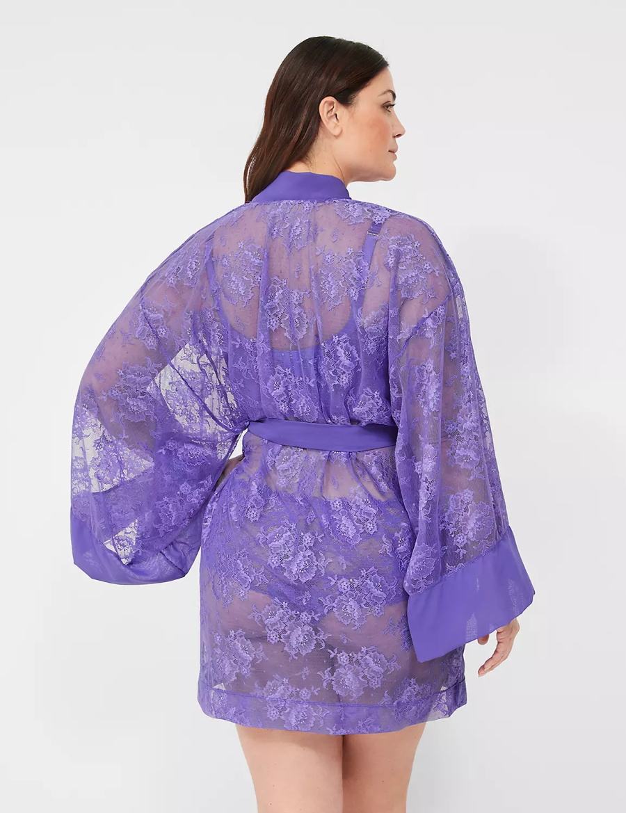 Lane Bryant Lace Women Robe Purple | DMP3159DQ