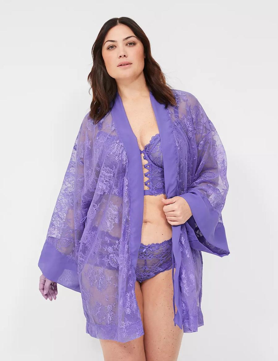 Lane Bryant Lace Women Robe Purple | DMP3159DQ