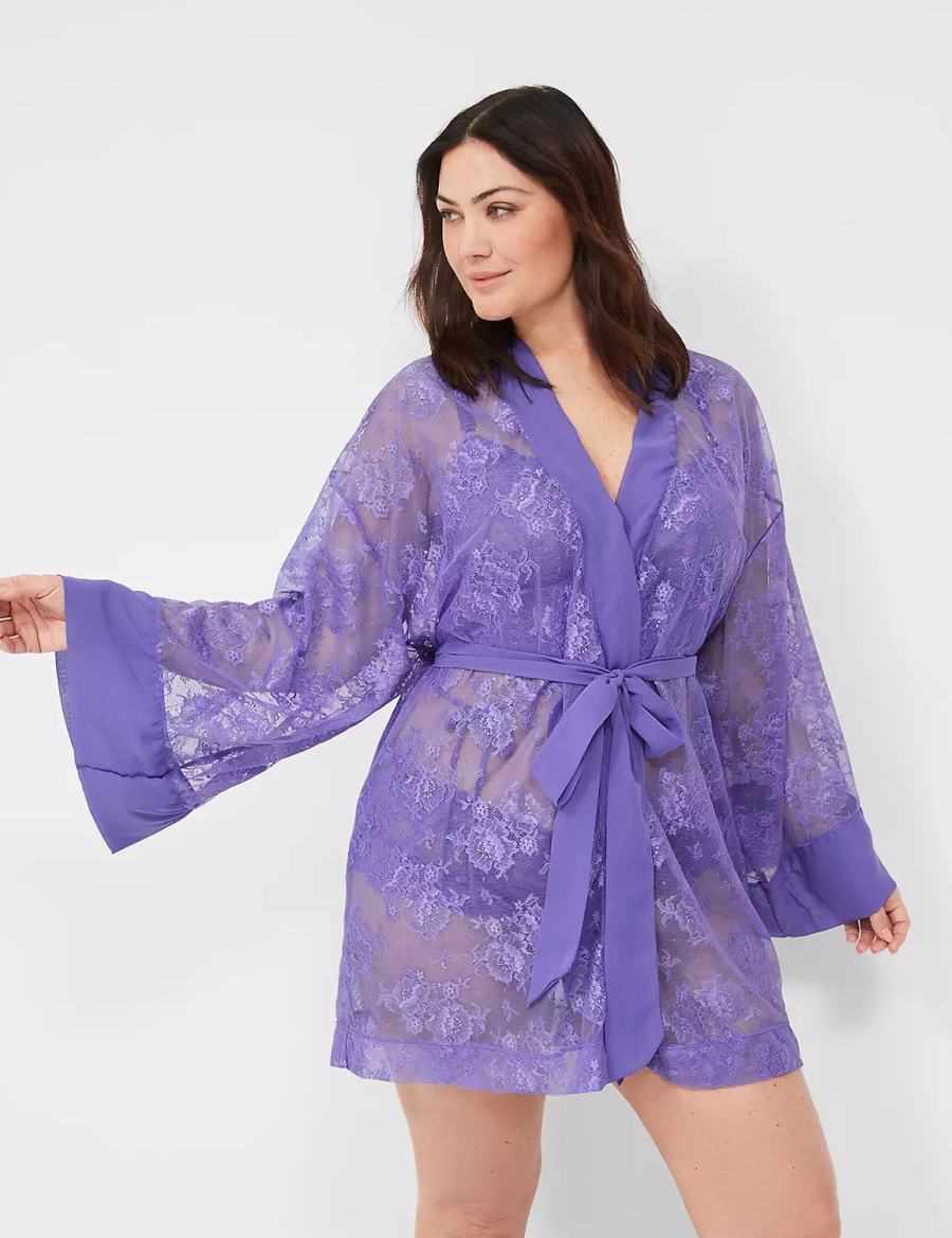 Lane Bryant Lace Women Robe Purple | DMP3159DQ