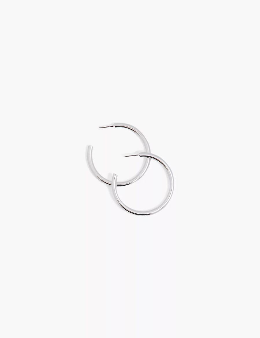 Lane Bryant Layered Women Hoop Earrings Silver | NEG3763PD