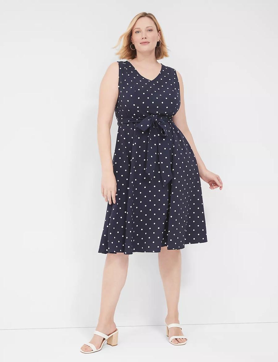 Lane Bryant Lena Sleeveless Level-Hem Women Midi Dress Navy | VMS9959AZ