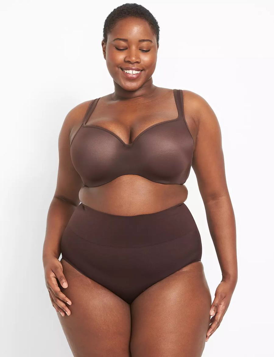 Lane Bryant Level 2 Shaping High-Waist Full Women Briefs Chocolate Purple | SIN2522XX