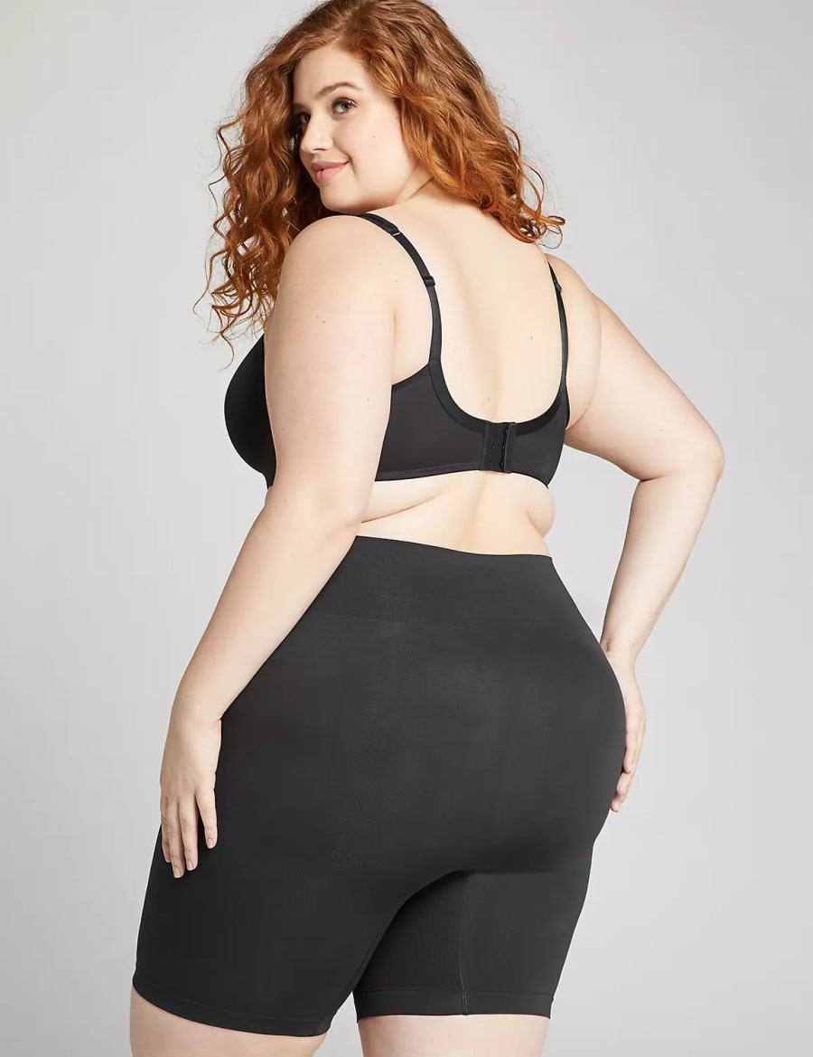 Lane Bryant Level 2 Shaping High-Waist Short Women Briefs Black | XIE426WO