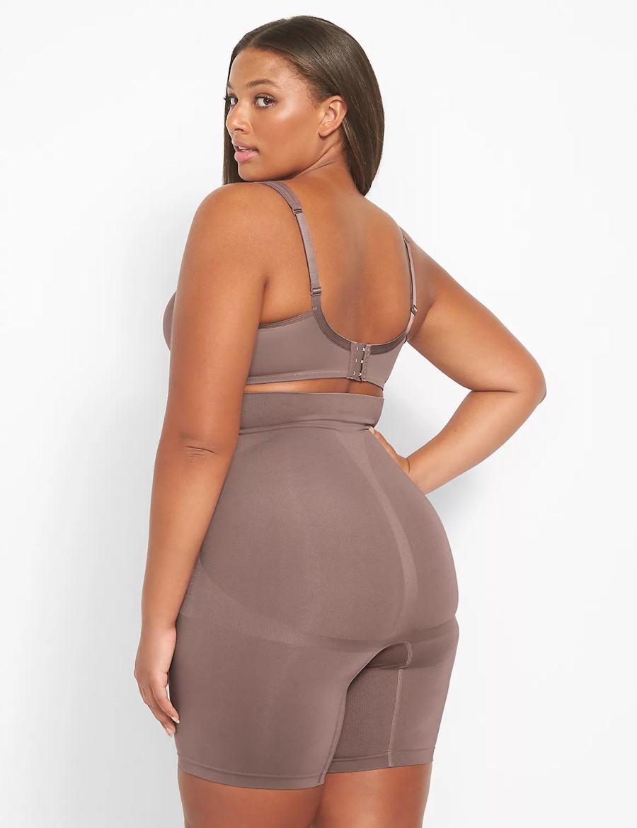 Lane Bryant Level 2 Shaping Ultra High-Waist Short Women Briefs Deep Grey Brown | UYH2618BT