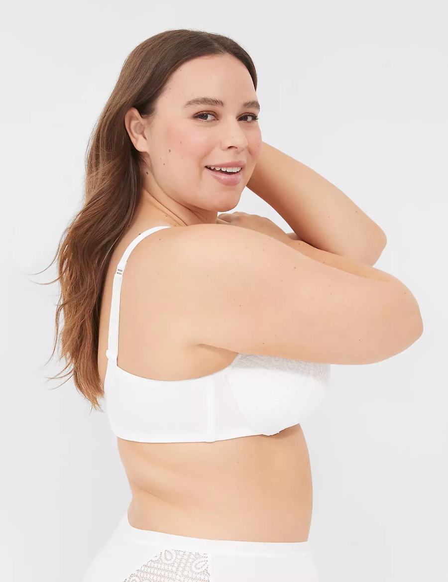 Lane Bryant Lightly Lined Full Coverage With Lace Women Bralettes White | PNK9424VI