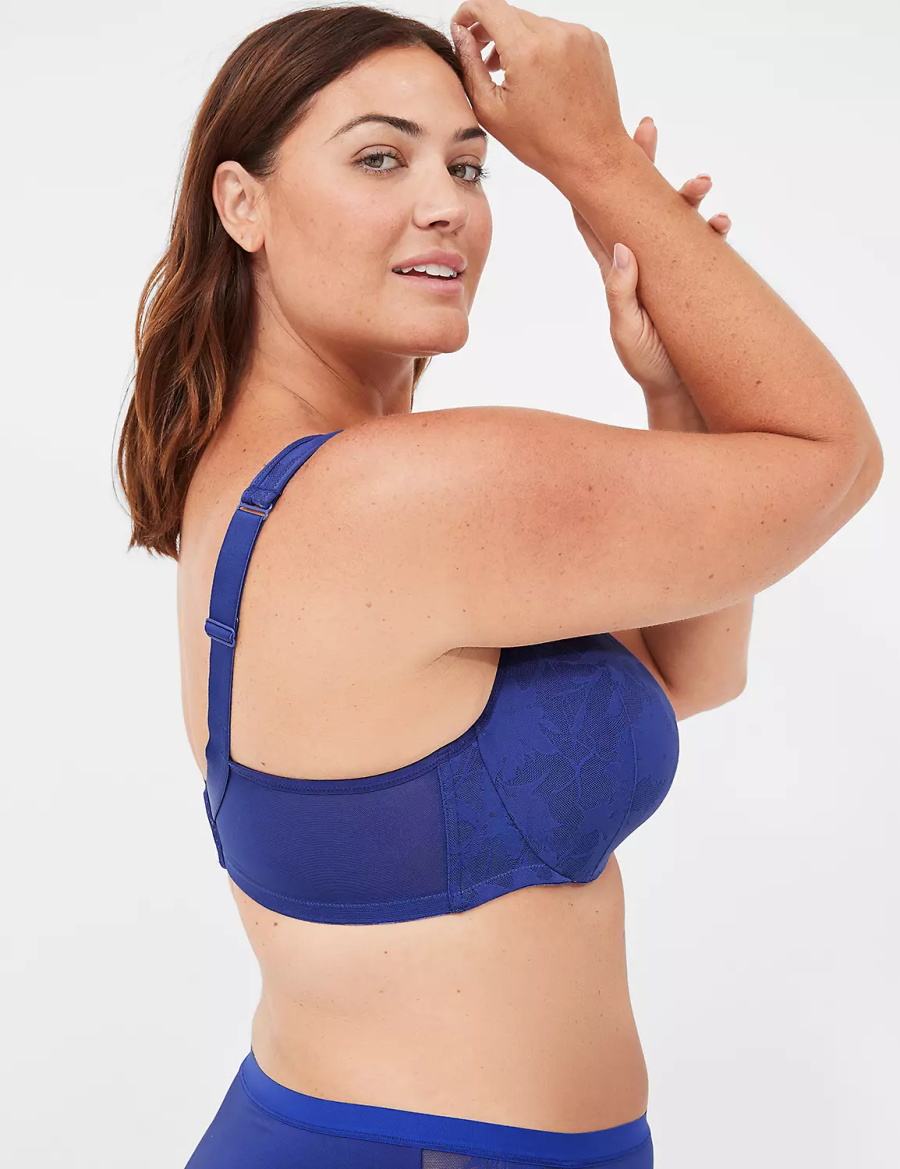 Lane Bryant Lightly Lined Full Coverage with Lace Overlay Women Bralettes Blue | GTH88100LF