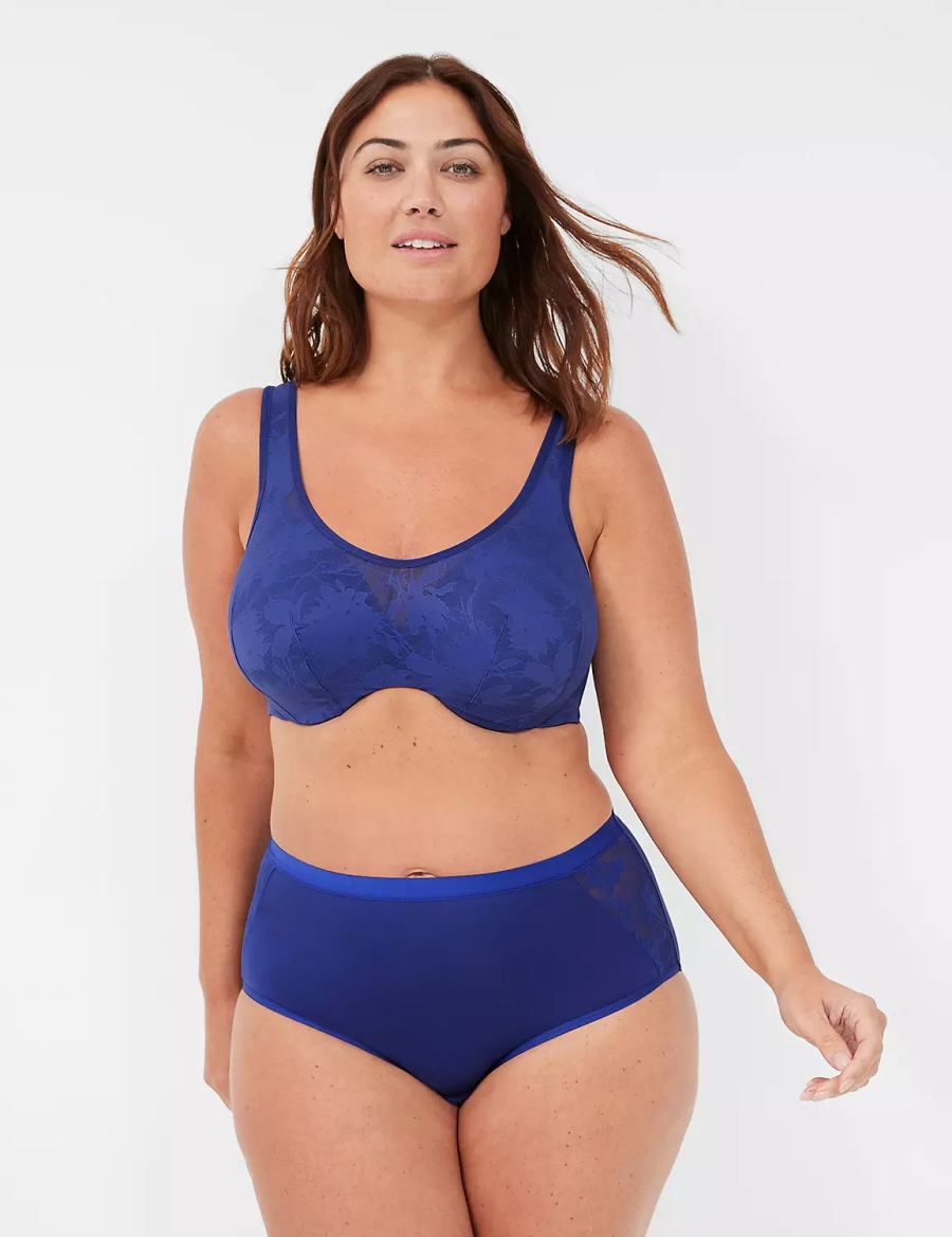 Lane Bryant Lightly Lined Full Coverage with Lace Overlay Women Bralettes Blue | GTH88100LF