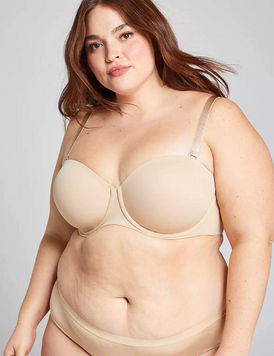 Lane Bryant Lightly Lined Multi-Way Women Strapless Bra Beige | LYC1048VK