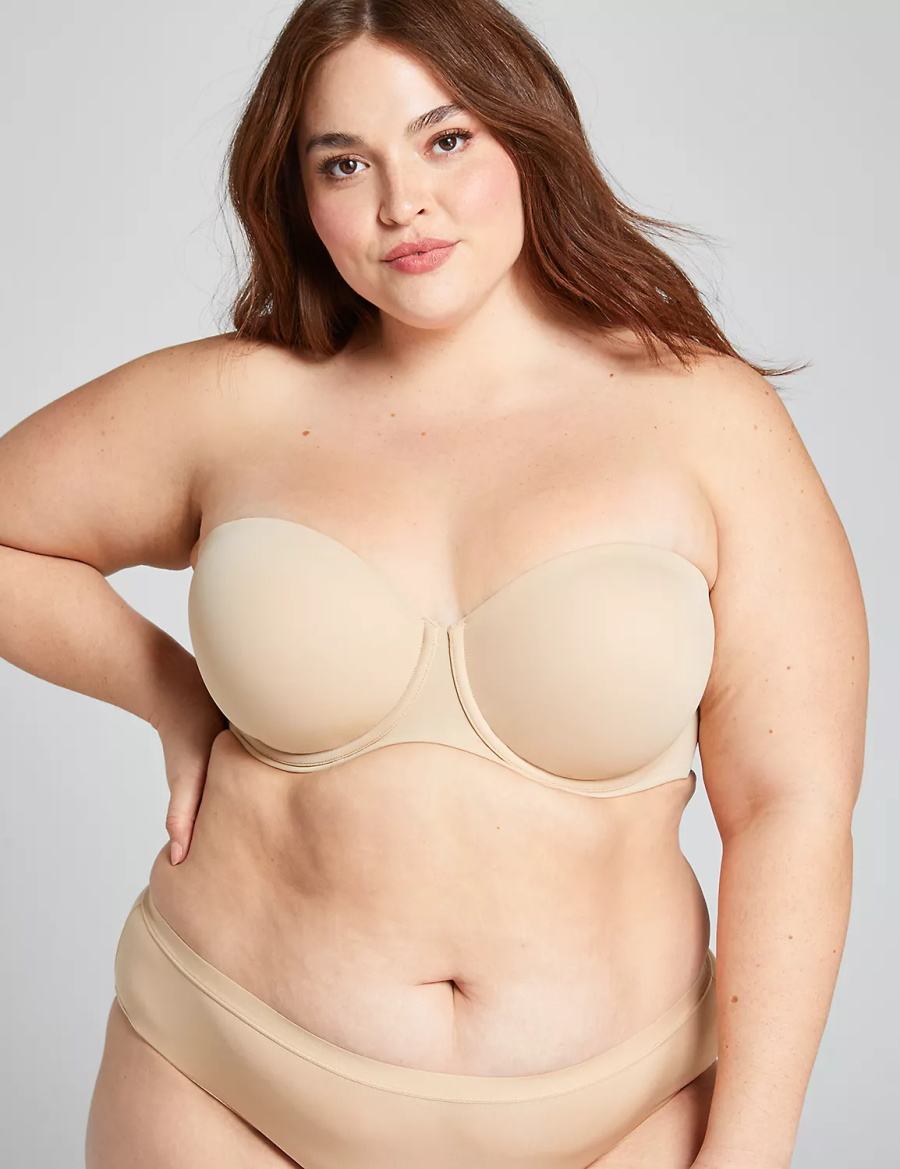 Lane Bryant Lightly Lined Multi-Way Women Strapless Bra Beige | LYC1048VK