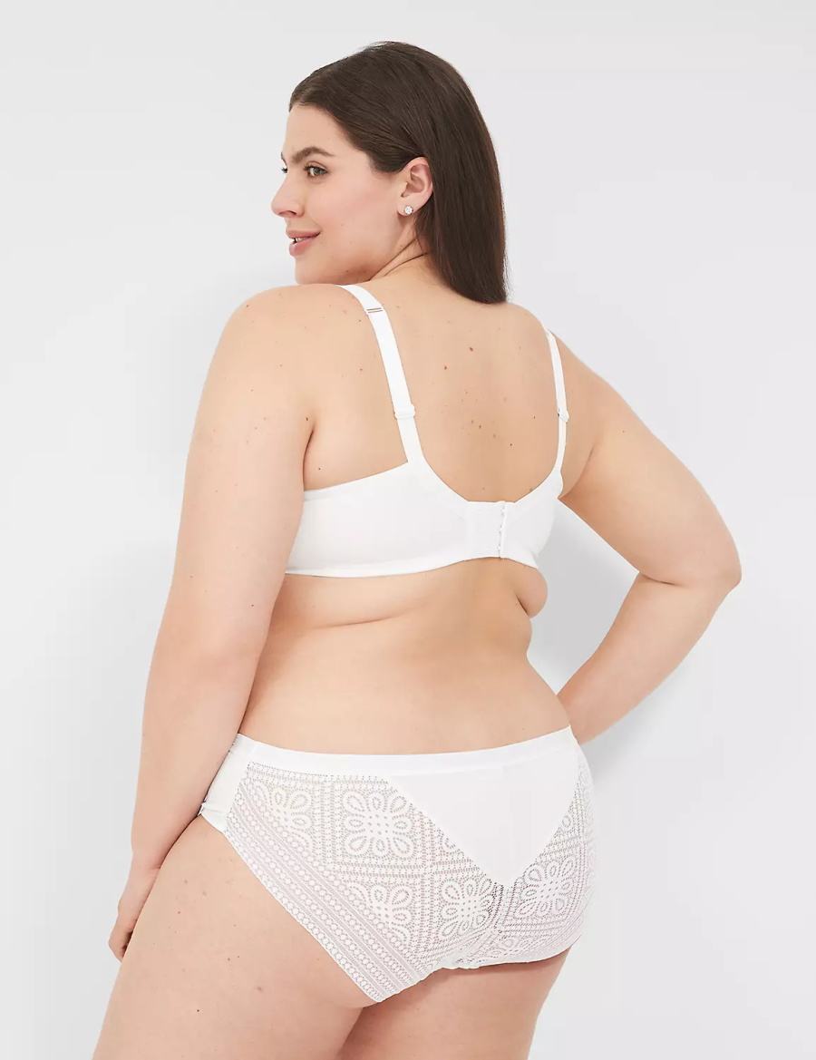 Lane Bryant Lightly Lined With Lace Women Balconette Bra White | BRN4632FH