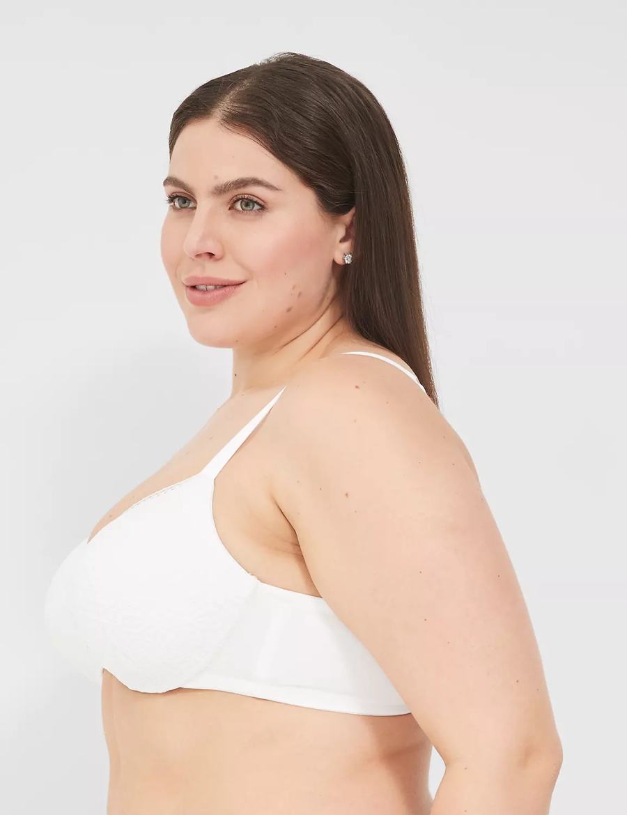 Lane Bryant Lightly Lined With Lace Women Balconette Bra White | BRN4632FH