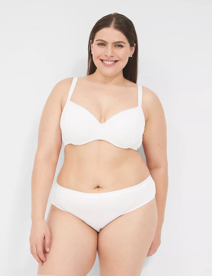 Lane Bryant Lightly Lined With Lace Women Balconette Bra White | BRN4632FH