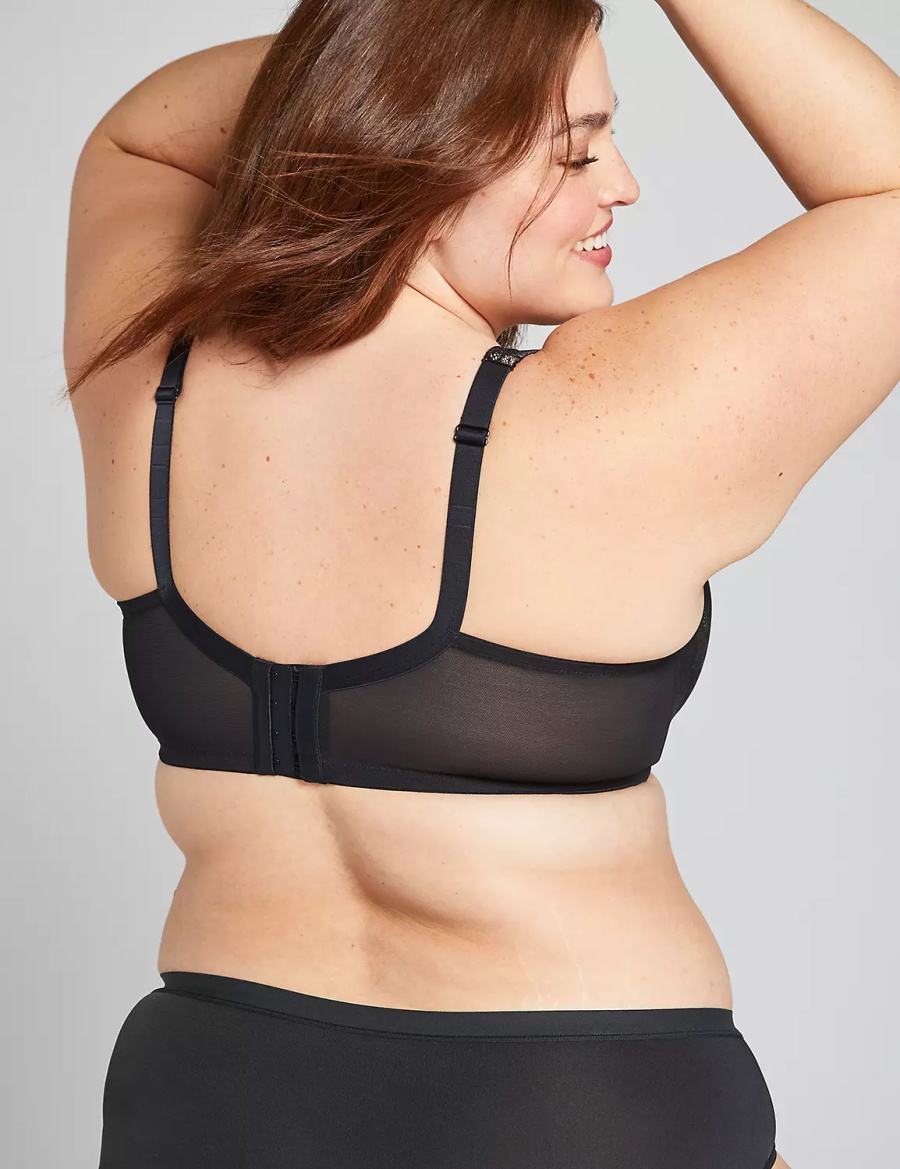 Lane Bryant Lightly Lined With Lace Women Balconette Bra Black | ZPK7110KV