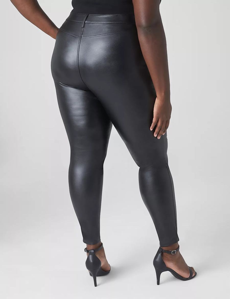 Lane Bryant Lightweight Faux-Leather Women Leggings Black | SXE1008NS