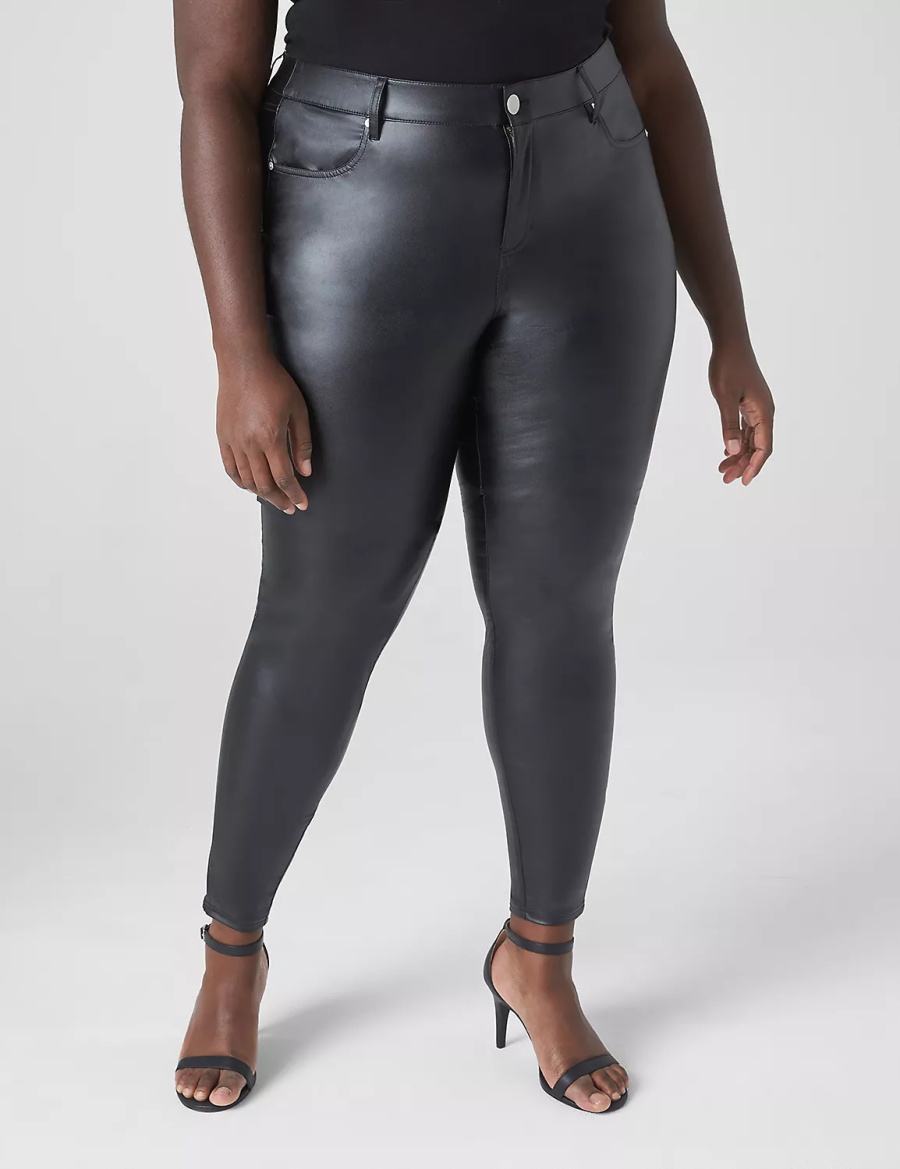 Lane Bryant Lightweight Faux-Leather Women Leggings Black | SXE1008NS