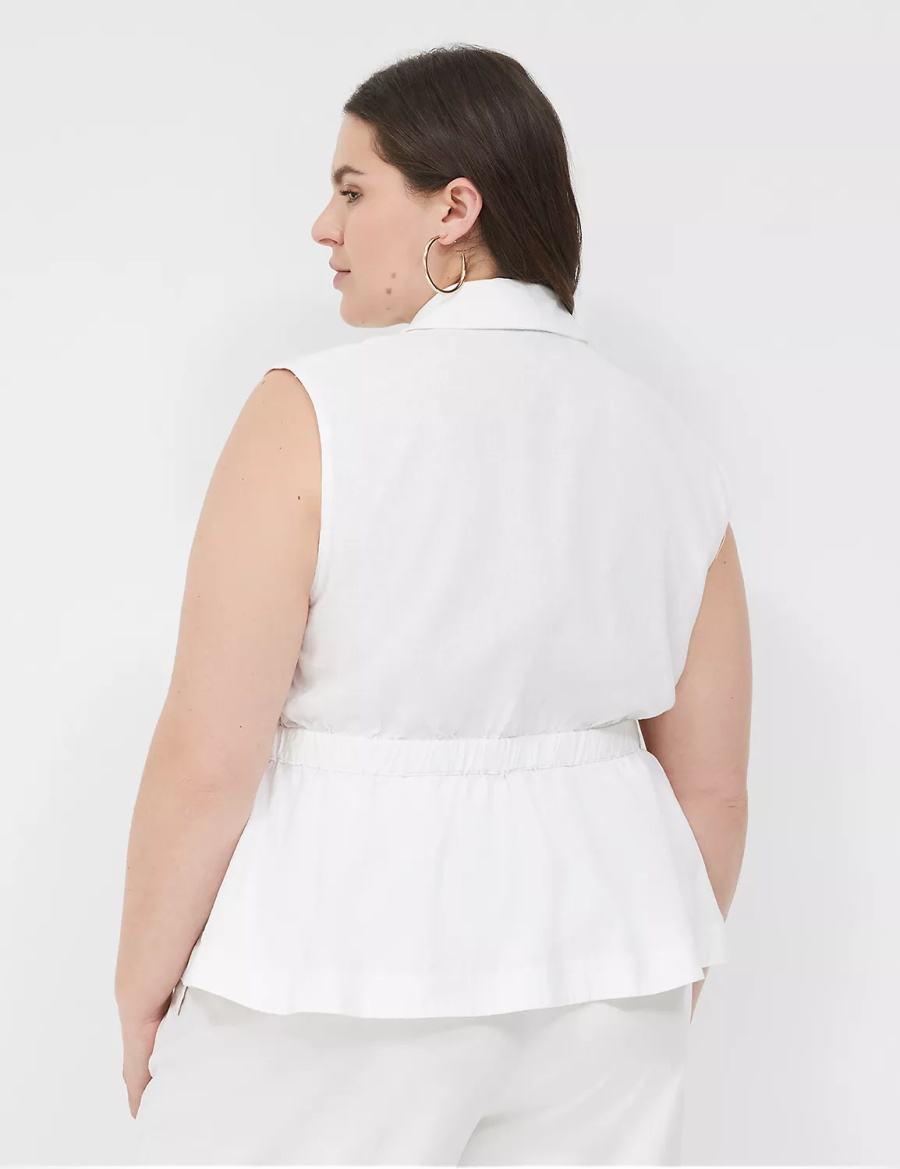 Lane Bryant Linen Peplum Women Vest White | IBP341WO