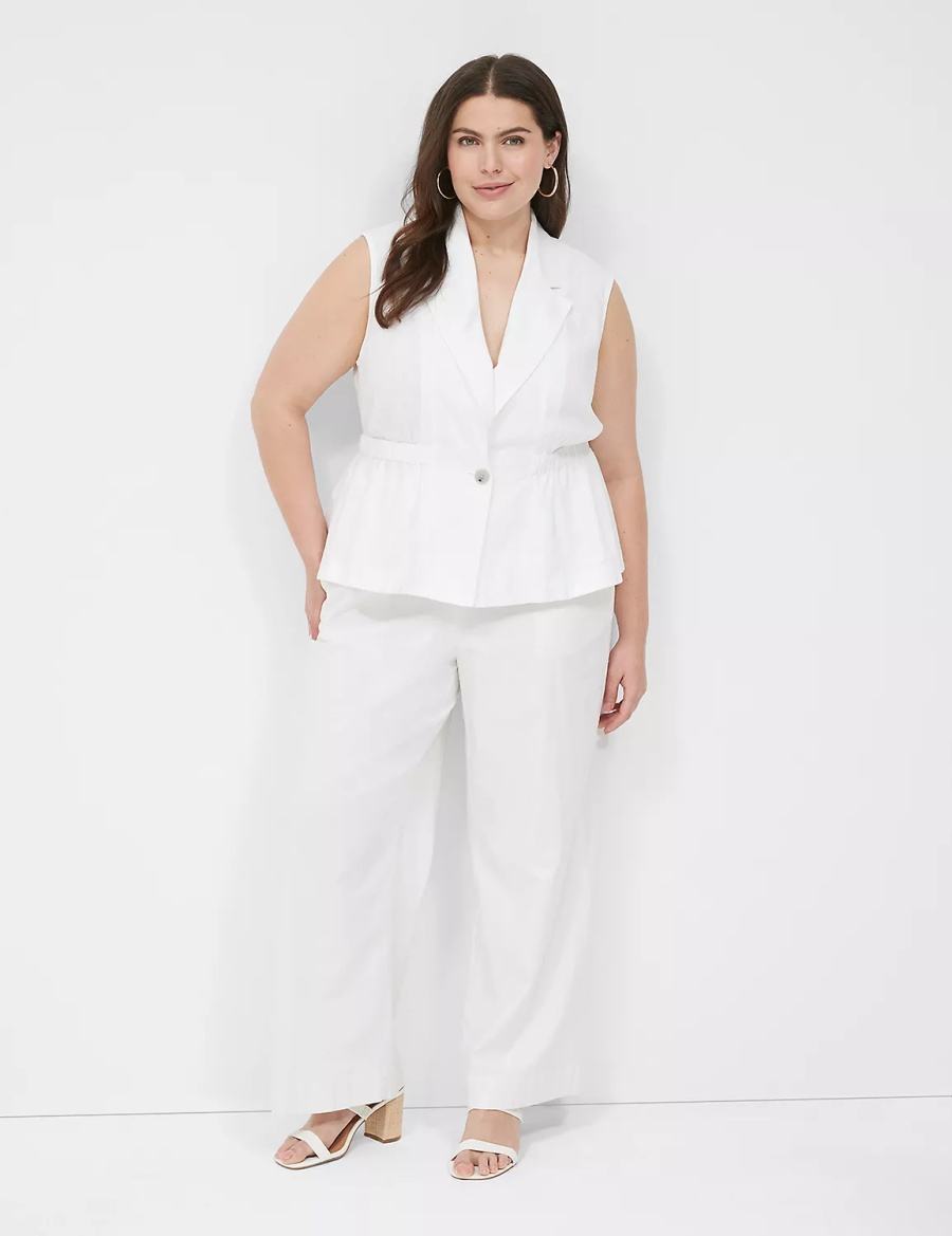 Lane Bryant Linen Peplum Women Vest White | IBP341WO