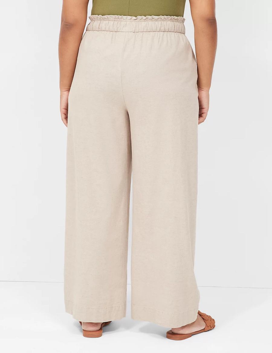 Lane Bryant Linen Wide Leg Women Pants Beige | KAZ8226XY