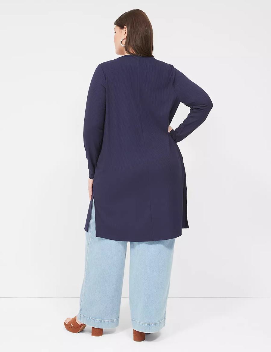 Lane Bryant Long-Sleeve Open-Front Overpiece Women Robe Blue | WKQ623CY