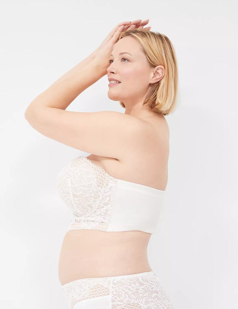 Lane Bryant Longline Boost Multi-Way Women Strapless Bra White | BOL3375UQ