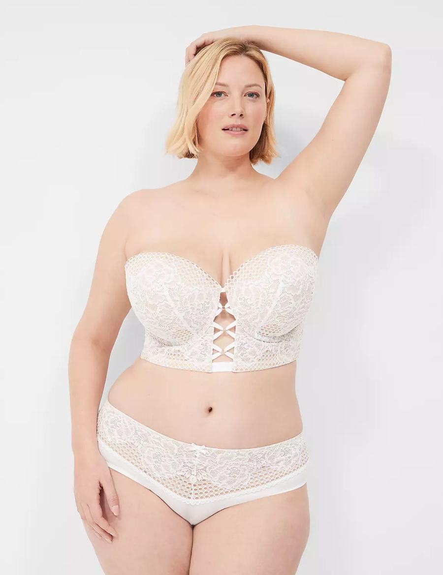 Lane Bryant Longline Boost Multi-Way Women Strapless Bra White | BOL3375UQ