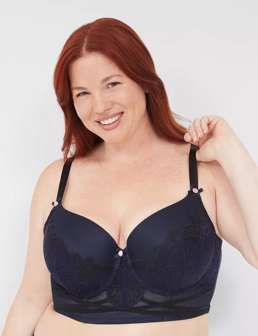 Lane Bryant Longline Boost Women Balconette Bra Blue | CTA8010XY